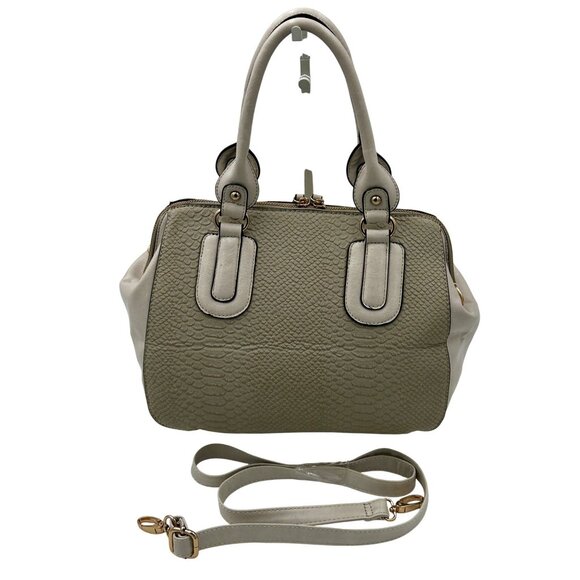 Aldo Satchel Bag Women’s Taupe Beige Faux Leather Croc Embossed NWOT Work Bag - Picture 2 of 11